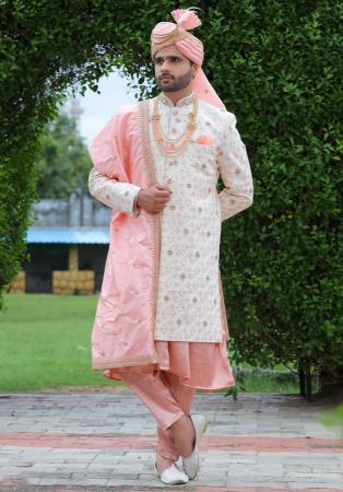 Picture of Charming Silk Off White Sherwani