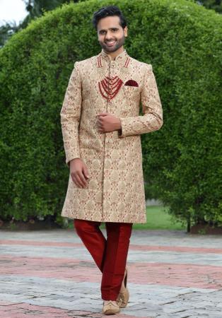 Picture of Magnificent Silk Tan Sherwani