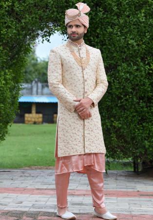 Picture of Amazing Silk Off White Sherwani