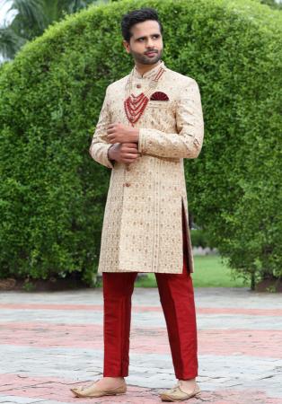 Picture of Classy Silk Tan Sherwani