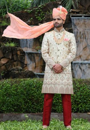 Picture of Admirable Silk Off White Sherwani