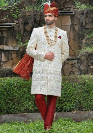 Picture of Statuesque Silk Sea Shell Sherwani