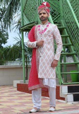 Picture of Amazing Silk Light Steel Blue Sherwani