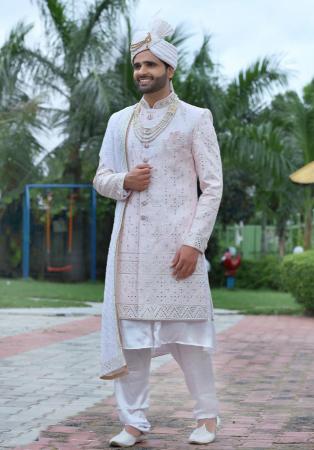 Picture of Fine Silk Light Slate Grey Sherwani