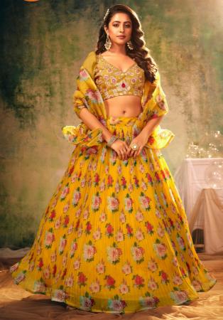 Picture of Well Formed Organza Orange Lehenga Choli