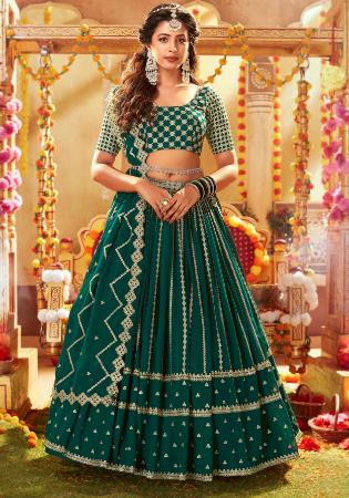 Picture of Shapely Georgette Dark Green Lehenga Choli