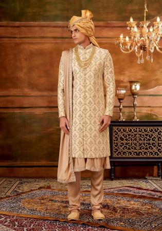 Picture of Shapely Silk Burly Wood Sherwani