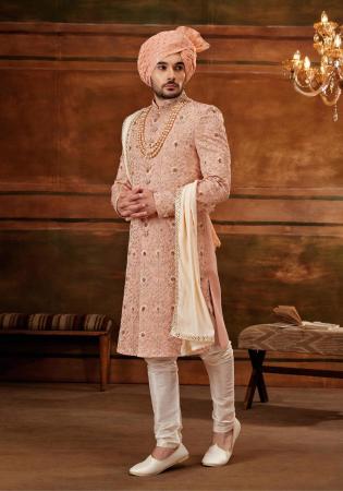 Picture of Shapely Silk Tan Sherwani