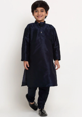 Picture of Splendid Silk Dark Slate Grey Kids Kurta Pyjama