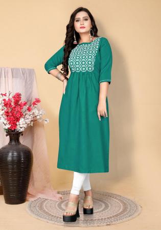 Picture of Taking Cotton Light Sea Green Kurtis & Tunic