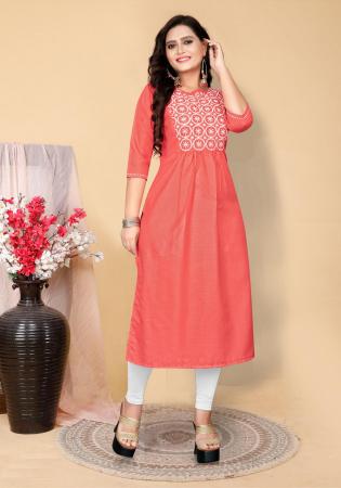 Picture of Graceful Cotton Salmon Kurtis & Tunic