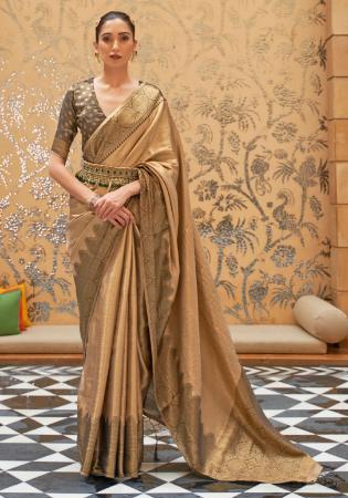 Picture of Elegant Silk Dark Khaki Saree