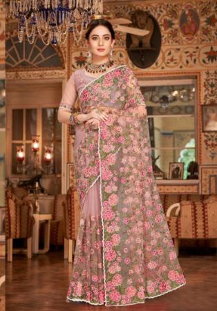 Picture of Pleasing Net Rosy Brown Saree