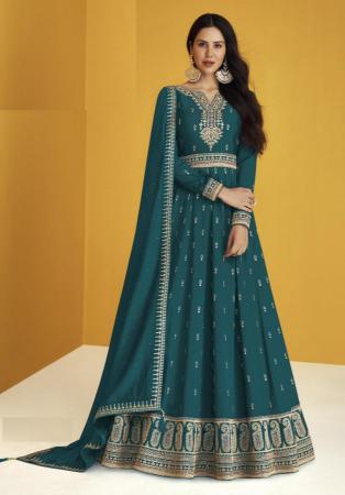 Picture of Georgette Dark Slate Grey Anarkali Salwar Kameez