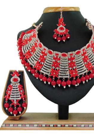 Picture of Charming Fire Brick Necklace Set