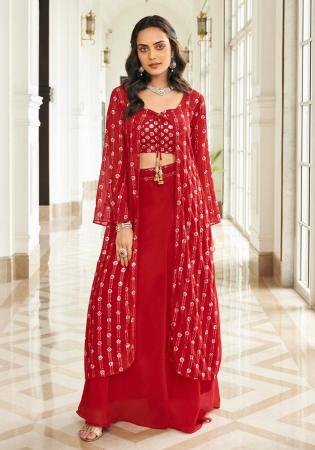 Picture of Marvelous Georgette Crimson Anarkali Salwar Kameez