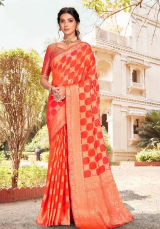 Picture of Taking Silk Tomato Saree