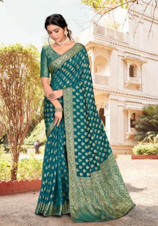 Picture of Ravishing Silk Teal Saree