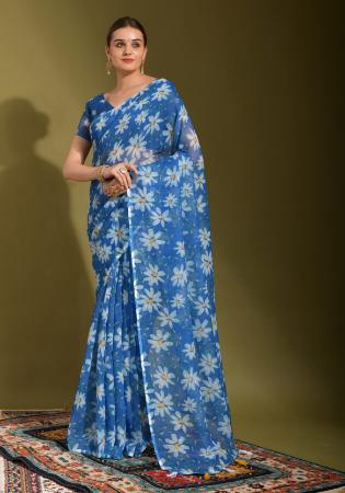 Picture of Resplendent Linen Steel Blue Saree