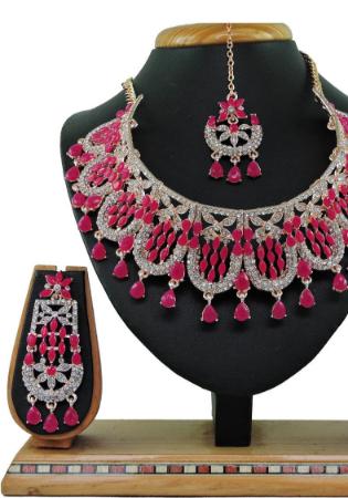 Picture of Splendid Deep Pink Necklace Set