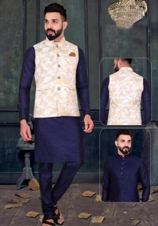 Picture of Wonderful Silk Navy Blue Kurtas