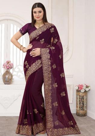 Picture of Resplendent Silk Saddle Brown Saree