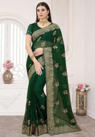 Picture of Radiant Silk Forest Green Saree