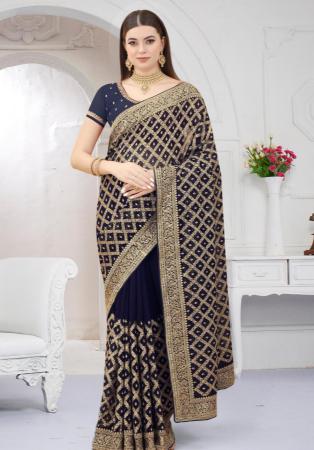 Picture of Shapely Georgette Dark Slate Grey Saree