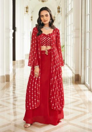 Picture of Resplendent Georgette Fire Brick Anarkali Salwar Kameez