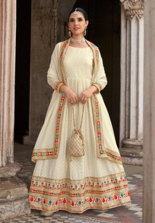 Picture of Georgette Antique White Anarkali Salwar Kameez