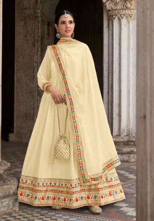 Picture of Georgette Pale Golden Rod Anarkali Salwar Kameez