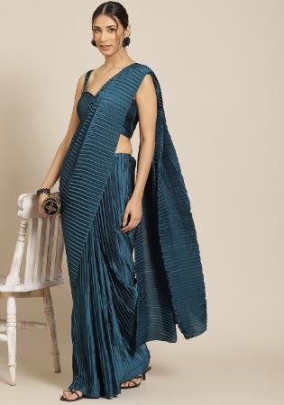 Picture of Excellent Silk Dark Slate Grey Saree