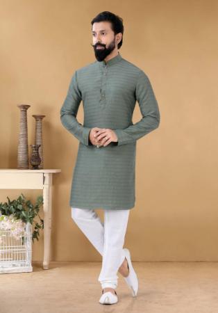 Picture of Resplendent Cotton & Silk Slate Grey Kurtas