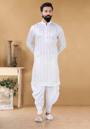 Picture of Splendid Cotton & Silk White Kurtas