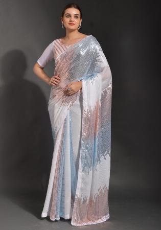 Picture of Superb Georgette Light Slate Grey Saree