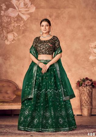 Picture of Ideal Organza Forest Green Lehenga Choli