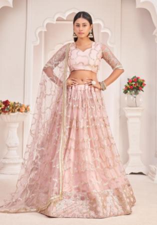 Picture of Statuesque Net Rosy Brown Lehenga Choli