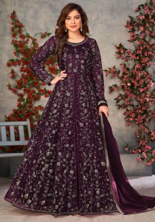 Picture of Stunning Net Brown Anarkali Salwar Kameez