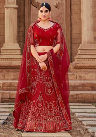 Picture of Magnificent Net Maroon Lehenga Choli