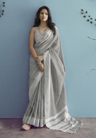 Picture of Lovely Linen Grey Saree