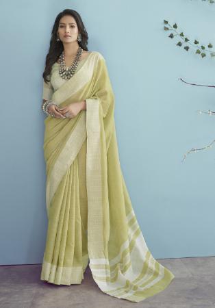 Picture of Bewitching Linen Dark Khaki Saree