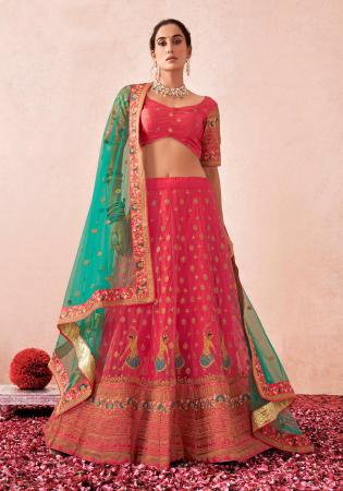 Picture of Exquisite Net Fire Brick Lehenga Choli