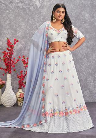 Picture of Magnificent Georgette White Lehenga Choli