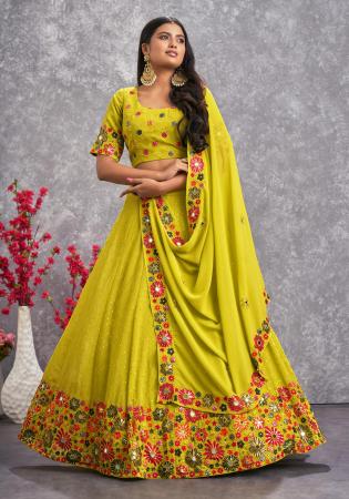 Picture of Fascinating Georgette Golden Rod Lehenga Choli