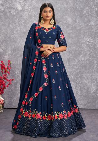 Picture of Amazing Georgette Midnight Blue Lehenga Choli