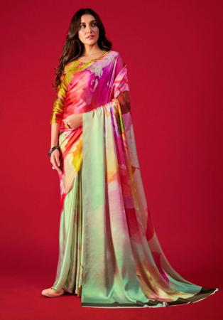 Picture of Sublime Crepe & Satin Khaki Saree