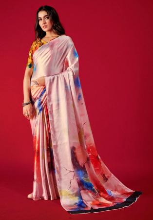 Picture of Exquisite Crepe & Satin Pale Golden Rod Saree