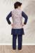 Picture of Nice Silk Navy Blue Kids Kurta Pyjama