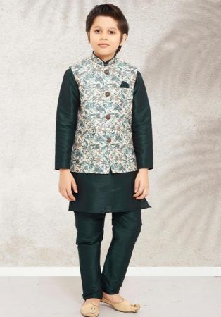 Picture of Gorgeous Silk Dark Slate Grey Kids Kurta Pyjama