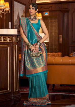 Picture of Good Looking Silk Dark Cyan Saree